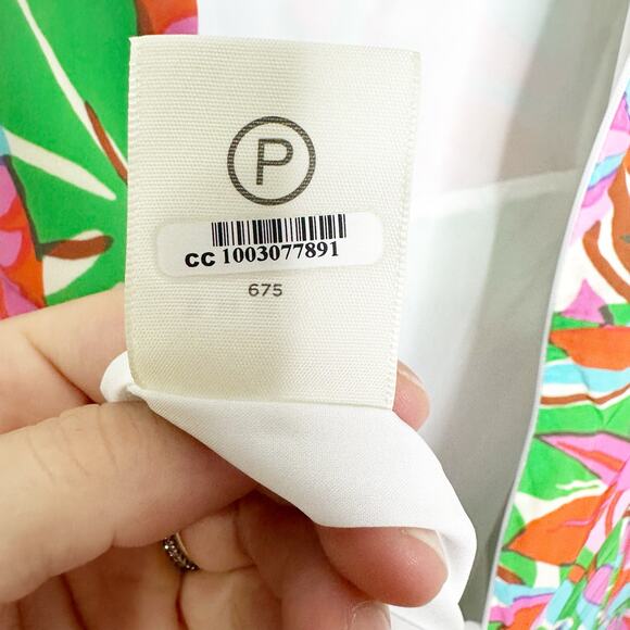 RHODE Lulani Dress White Fleur Tropicale Ruffle Hem Midi Green Floral Dress 4 - Picture 9 of 10